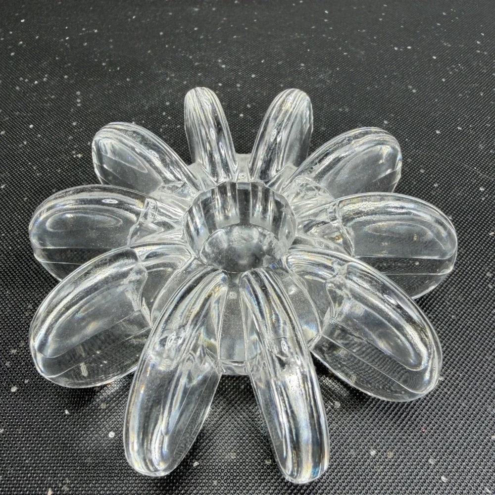 Rosenthal Studio Line Flower Disc Crystal Taper Candle Holder Set of 2 Germany